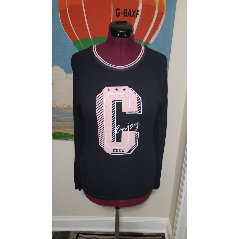 Coca Cola Long Sleeve Graphic Long Sleeve T-Shirt Enjoy Coke Black Pink White L